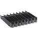 A black plastic tray with clear plastic holders for Beverage-Air 8 Lane Universal Pusher Glide Bottle Organizer.