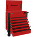 A red Homak Pro Series 7-drawer tool cart with black handles.