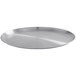 An American Metalcraft satin stainless steel plate with a circular design.