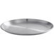 An American Metalcraft satin stainless steel plate with a circular design.