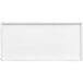 A white rectangular American Metalcraft serving platter with a silver border.