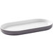 An American Metalcraft white oval platter with a black rim.