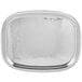 A Vollrath stainless steel oblong serving tray with a design on it.