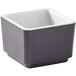 An American Metalcraft square grey and white melamine sauce cup with a lid.