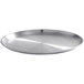 An American Metalcraft satin stainless steel plate with a circular pattern.