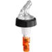 A clear plastic Choice 3-Ball Measured Liquor Pourer with black base.
