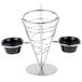 American Metalcraft SS92 Stainless Steel 1-Cone Basket with 2 Ramekins - 5" x 9" Main Thumbnail 2