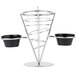 American Metalcraft SS92 Stainless Steel 1-Cone Basket with 2 Ramekins - 5" x 9" Main Thumbnail 3