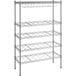 A white metal Regency wire wine rack with 4 shelves and 54" posts.
