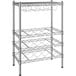 A Regency metal wire wine rack with three shelves.