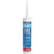 A white tube of American Sealants aluminum/stainless steel finish silicone sealant with a white cap.