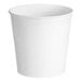 A white poly-coated food bucket with a handle on a white background.