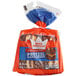 A plastic bag with a red and blue circle containing King's Hawaiian Sliced Pretzel Hamburger Rolls.