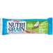 A Nutri-Grain Apple Cinnamon cereal bar in blue and green packaging.