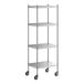 A Regency stainless steel mobile shelving unit with 4 shelves and wheels.