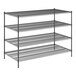 A Regency black wire shelving unit with 4 shelves.