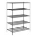 A Regency black wire shelving unit with 5 shelves.