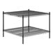 A black Regency wire shelving unit with 2 shelves.