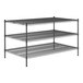 A Regency black wire shelving unit with 3 shelves.