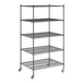 A black wire Regency shelving unit with five shelves.