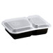 Pactiv Newspring NC8288B Black 30 oz. VERSAtainer 2 Compartment 8 1/2" x 6" x 1 7/8" Rectangular Microwavable Container with Lid 150/Case - 150/Case Main Thumbnail 2