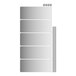 A white rectangular Regency stainless steel shelving unit with holes for shelves.