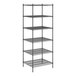 A black Regency wire shelving unit with 6 shelves.