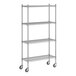 A Regency stainless steel wire shelving unit with 4 shelves.