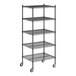A black Regency wire shelving unit with wheels and five shelves.