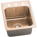 An Elkay CuVerro antimicrobial copper drop-in sink with two faucet holes.