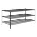 A Regency black wire shelving unit with 3 shelves.