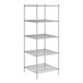 A wireframe of a Regency chrome stationary wire shelving unit with 5 shelves.