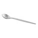 An Acopa Odin stainless steel bouillon spoon with a brushed silver handle.