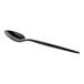 An Acopa Odin stainless steel teaspoon with a black handle.