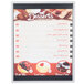 A Menu Solutions Alumitique aluminum menu board with top and bottom strips with a picture of desserts on it.