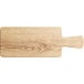 An Acopa light oak faux wood melamine serving board with a handle.