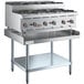 A stainless steel Cooking Performance Group countertop range with six burners on a white background.