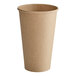 A 16 oz. brown paper hot cup with a lid.