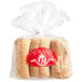 A plastic bag of sliced Turano French rolls with a red and white label.