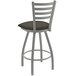 A white Holland Bar Stool ladderback swivel counter stool with a brown cushion.