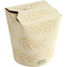 A white World Centric take-out box with a leaf pattern.