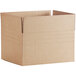 A Lavex cardboard shipping box with a cut out handle on a white background.