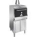 A stainless steel Mibrasa worktop charcoal oven with a black and silver door.
