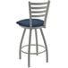A Holland Bar Stool Jackie bar stool with a blue seat and back.