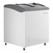 A white and grey Beverage-Air curved lid display freezer.