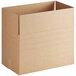 A close-up of a Lavex cardboard shipping box with a top open and handle.