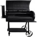 An Old Country BBQ Pits black barbecue grill with wheels.
