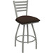 A Holland Bar Stool Jackie Ladderback Counter Stool with a brown cushion.