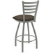 A Holland Bar Stool ladderback counter stool with a brown cushion.
