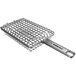 A Mibrasa stainless steel wire double grill basket with a handle.